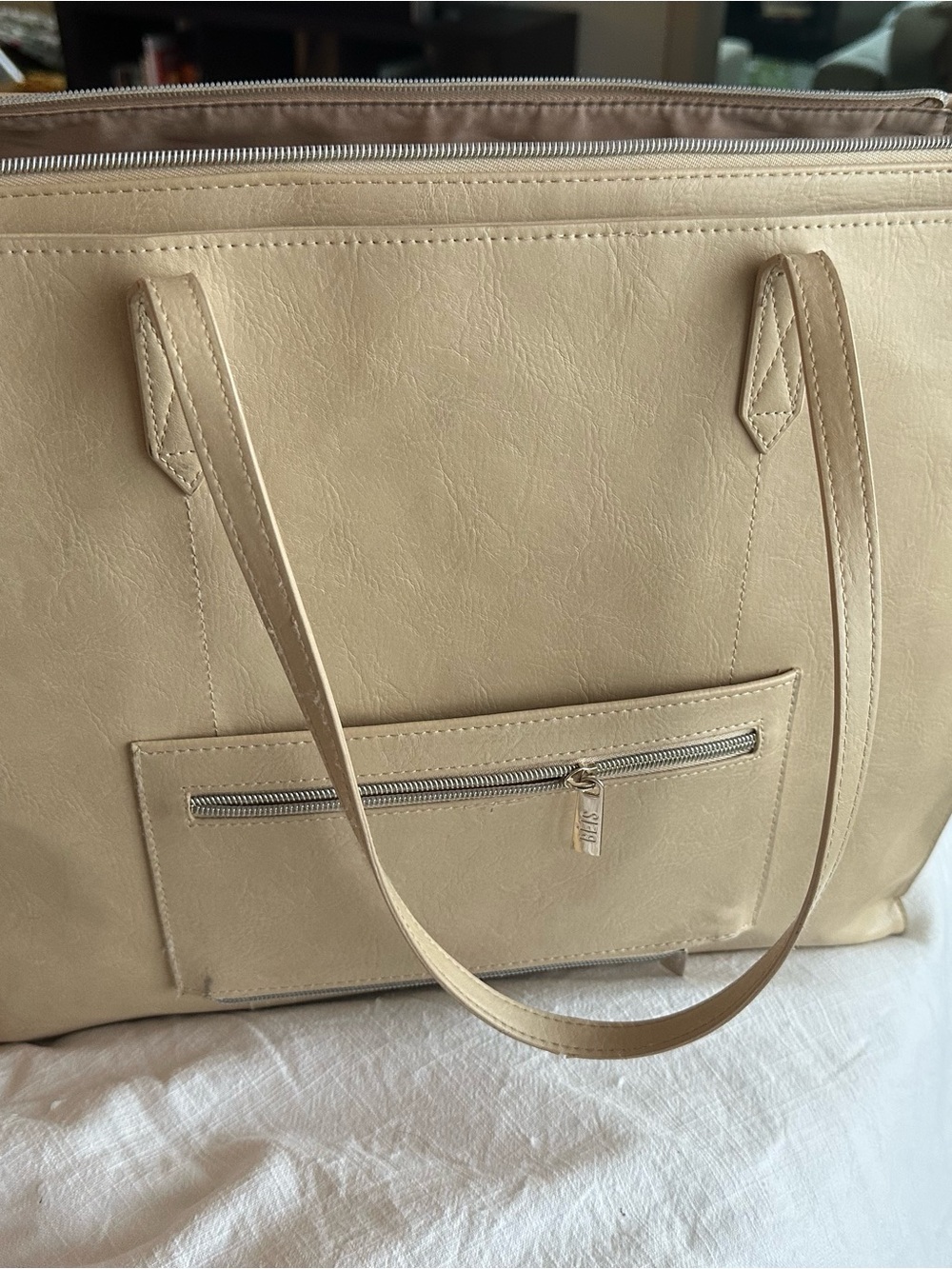 BEIS Beige Leather Laptop Tote - Picture 5 of 5